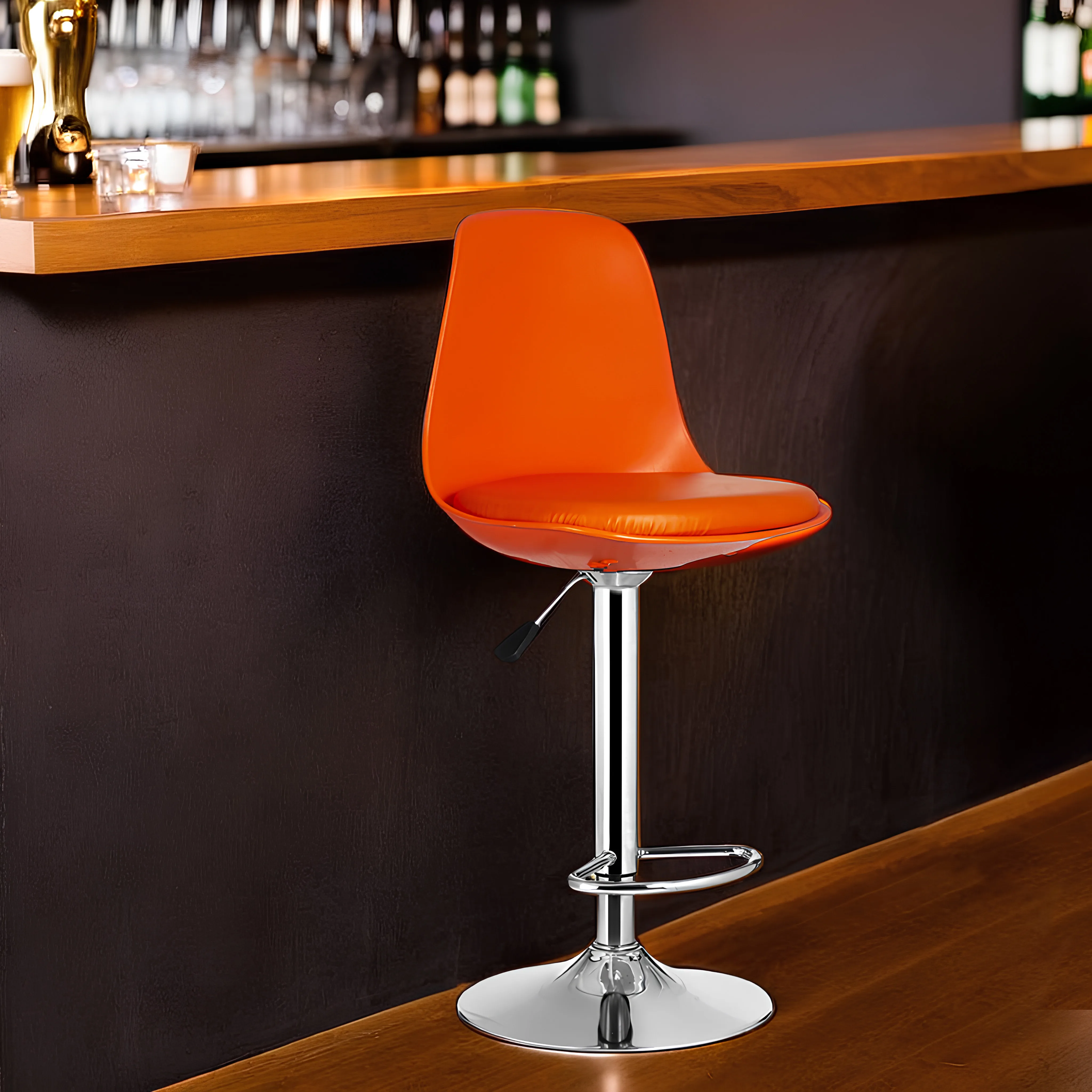 Export Quality Premium Bar Stool Chrome Plated Cushion 360 Rotatable New Arrival 2025