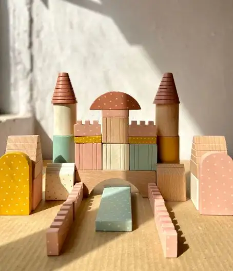 Sustainable and Safe 24 Wooden Blocks Pack Building toys for Kids and Toddlers