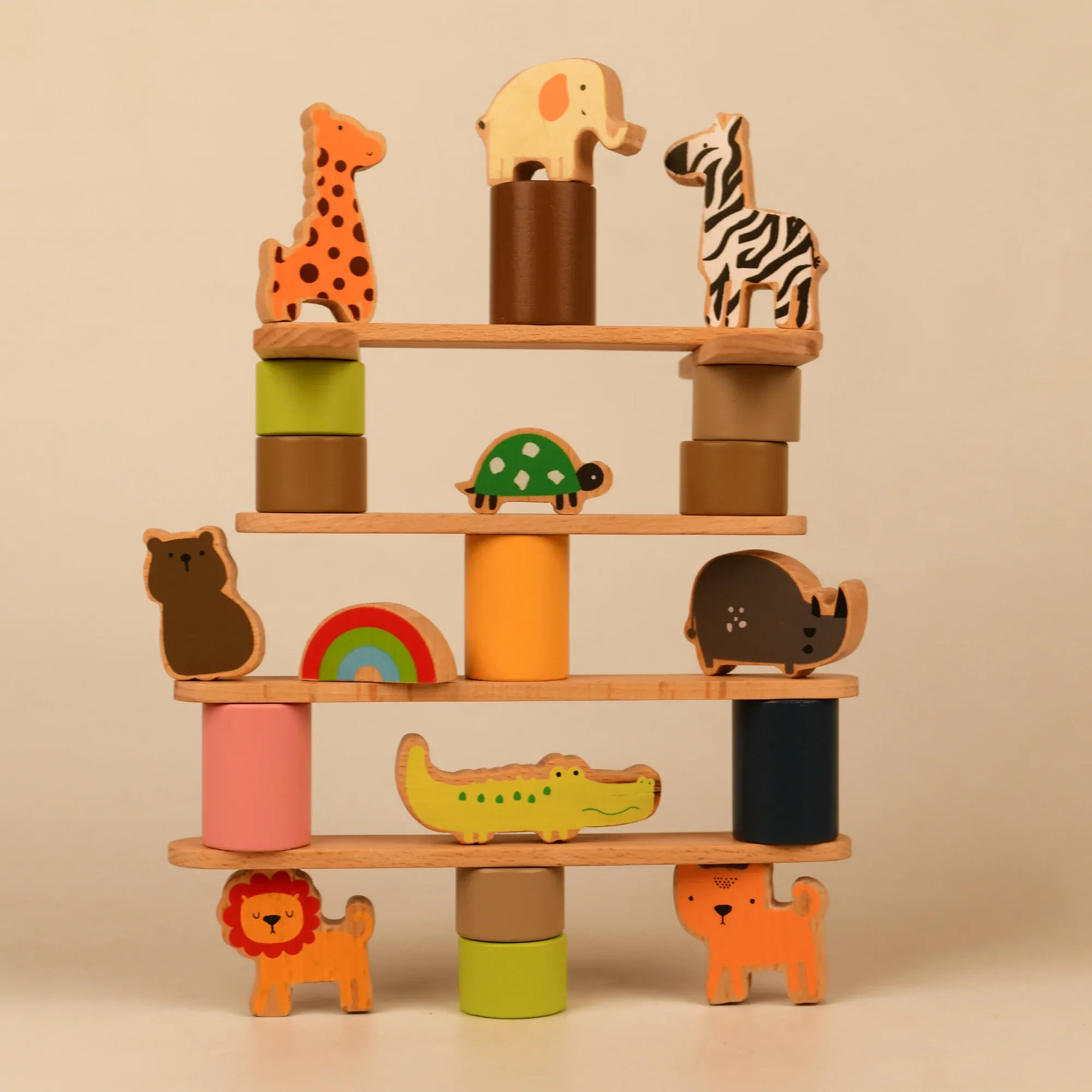 Premium Quality Wooden Animals Zoo Set Beautifully crafted for kids & toddlers play
