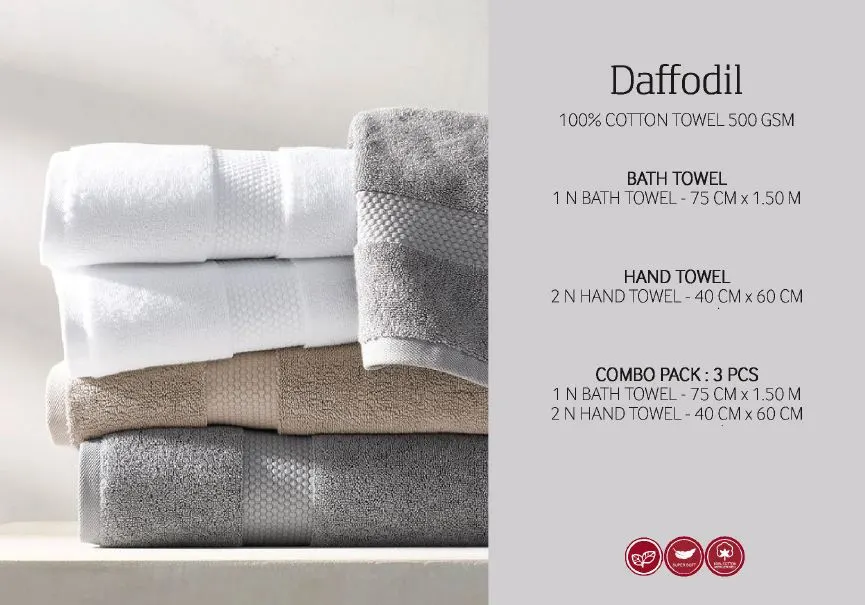 Dafodi 500GSM 100% Cotton Bath Towel Set for Home, Hotel, Hospital Bath, hand, Face Towel Set